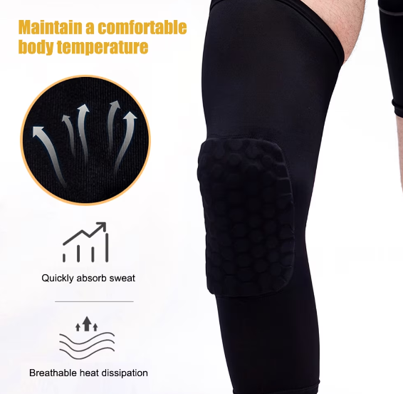 1 + 1 GRATIS Genunchiera Elastica cu Tampon de Protectie, Unisex, 48 cm, Negru