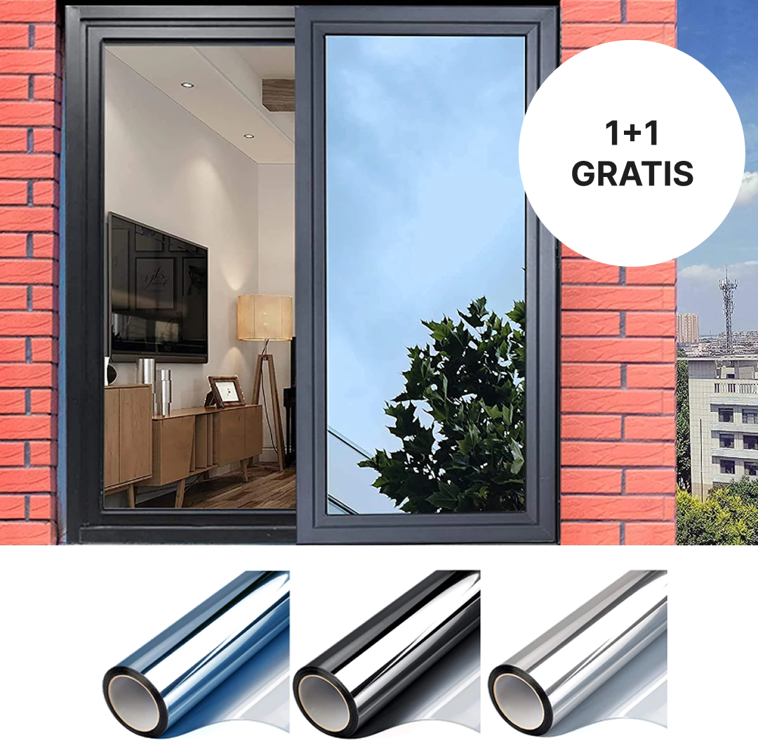 1+1 PROMO Folie Reflexivă pentru Geamuri Interioare cu Efect de Oglindă | Protecție Solară UV | 60 x 300 cm
