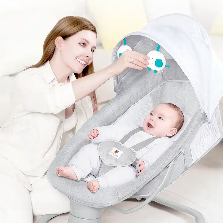 Leagăn Electric pentru Bebeluși, Balansare Reglabilă, Design Unisex, Maximum 10 kg