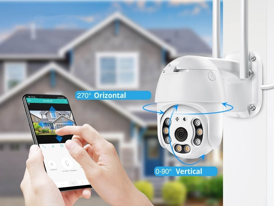 Cameră de Supraveghere PTZ WiFi 2MP cu Iluminare LED Automată, IR, Audio și Detecție Umană