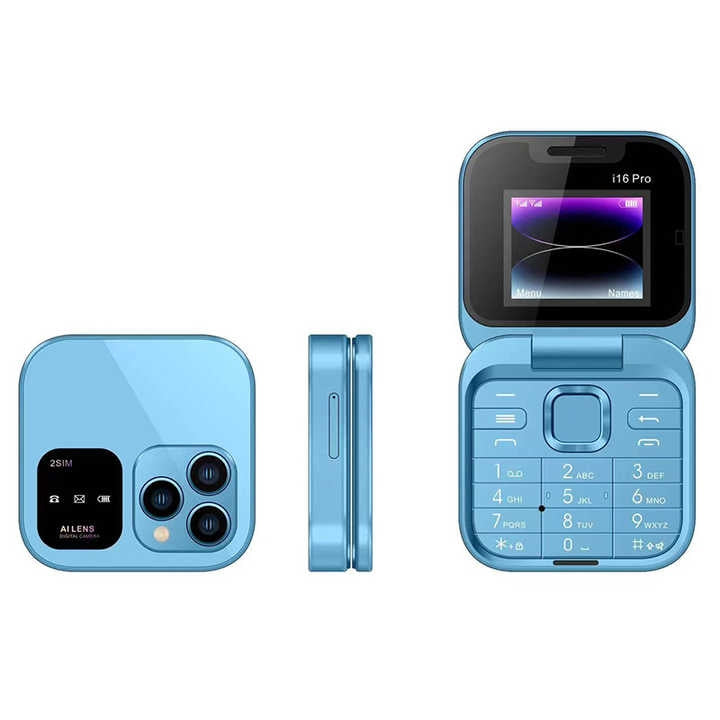 Telefon Mobil Pliabil cu Clapetă, Compact, cu Taste Mari, Radio FM și Lanternă