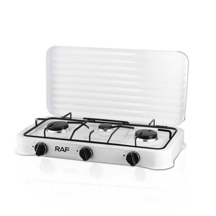 Plita Tripla Pe Gaz | Model R8035 | 3 Ochiuri, 5.4kW, Otel Carbon, 53cm, Alb
