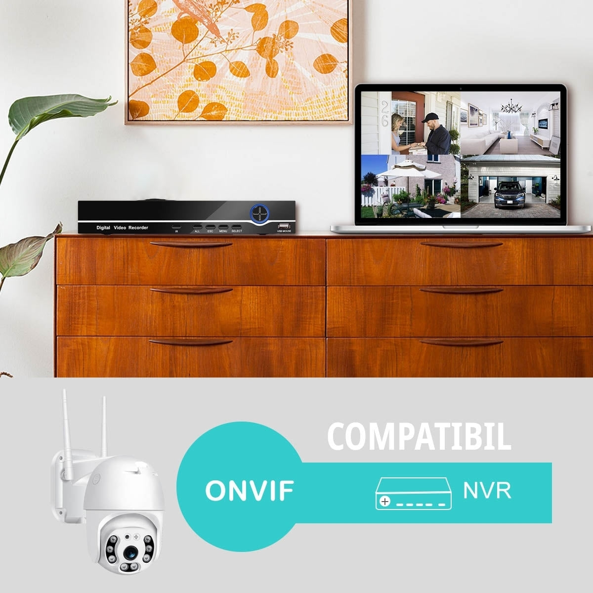 Cameră de Supraveghere PTZ WiFi 2MP cu Iluminare LED Automată, IR, Audio și Detecție Umană