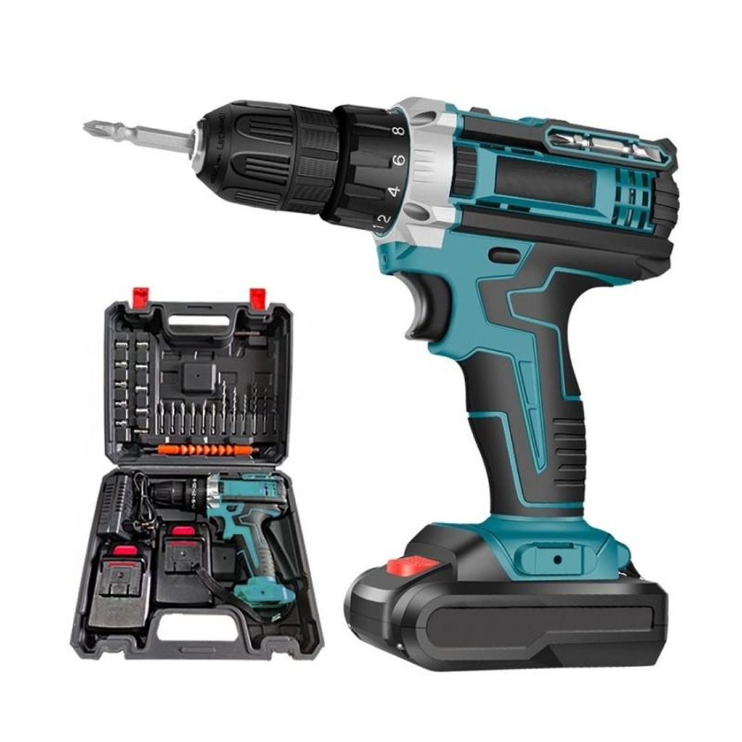 Bormasina cu Acumulator 48V si Percutie | 2 Acumulatori | 3 Functii | 2 Viteze | 24 Accesorii | LED