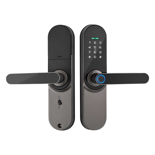 Yala Inteligenta pentru Usa, cu Alarma, Sonerie si Cititor Amprenta