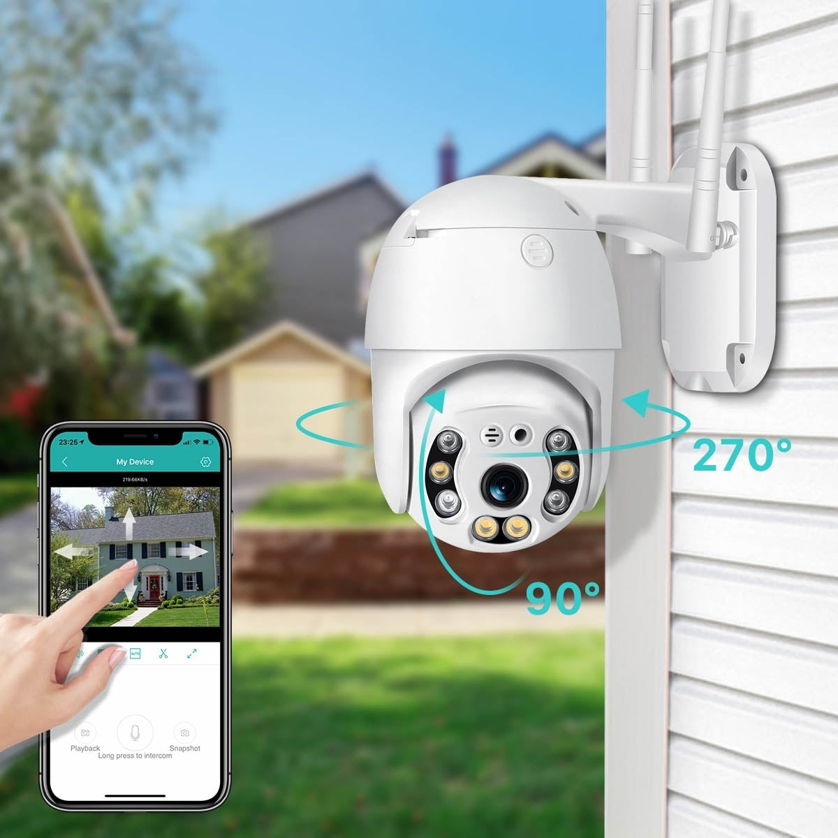 Cameră de Supraveghere PTZ WiFi 2MP cu Iluminare LED Automată, IR, Audio și Detecție Umană