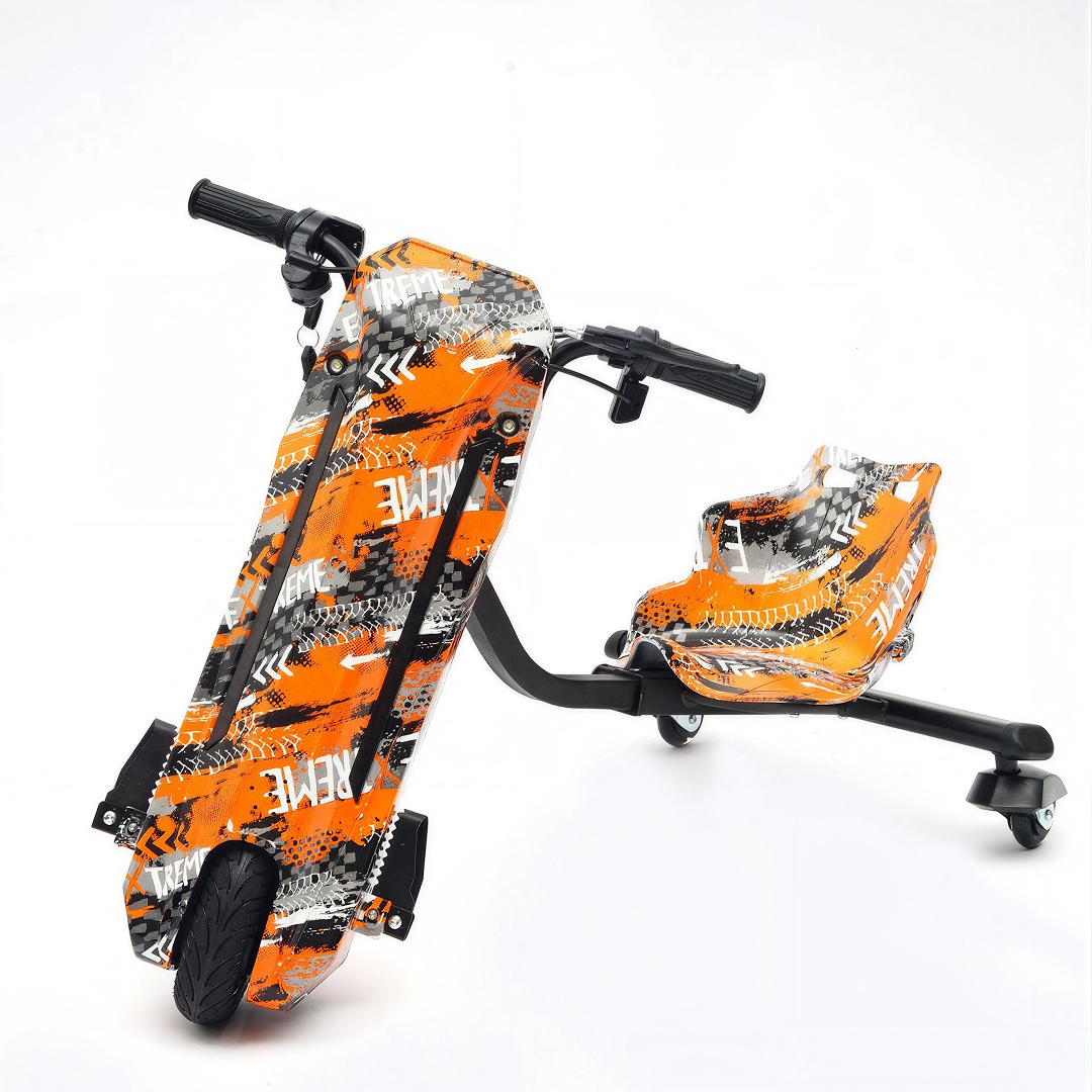 Trotinetă Electrică de Drift pentru Copii 36V, 250W, 3 Roți, Graffiti Portocaliu