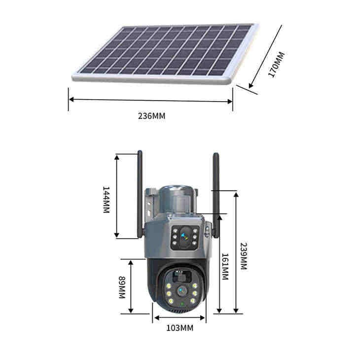 Cameră de Supraveghere WERSTIL 4K 8MP cu Panou Solar și Conexiune 4G, Încărcare Solară, Fără Priză. Alb sau Gri + Card Memorie 32gb CADOU