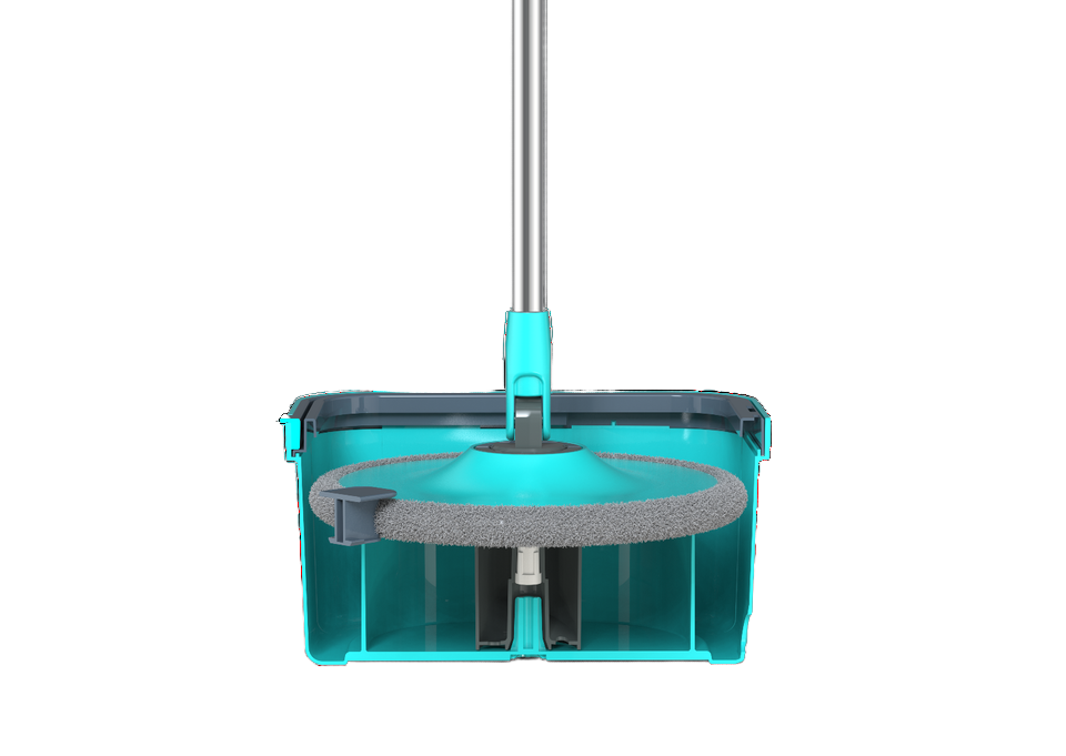 Set Mop Rotativ cu Găleată 6 L și Centrifugă, Mâner Reglabil și 2 Rezerve, Turcoaz