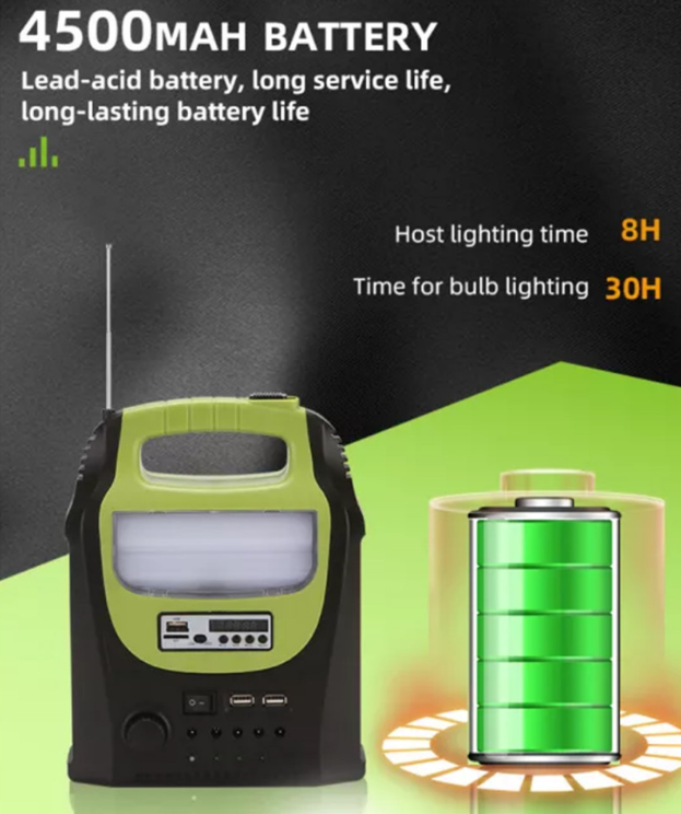 Kit solar portabil GD-8071 Plus, USB, 3 becuri, lanterna LED