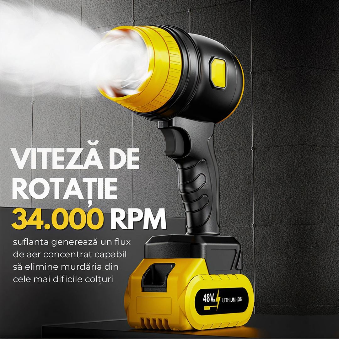 Suflanta Aer Turbo Portabila | 2 Acumulatori 48V | 1050W | 34000 RPM | Compacta