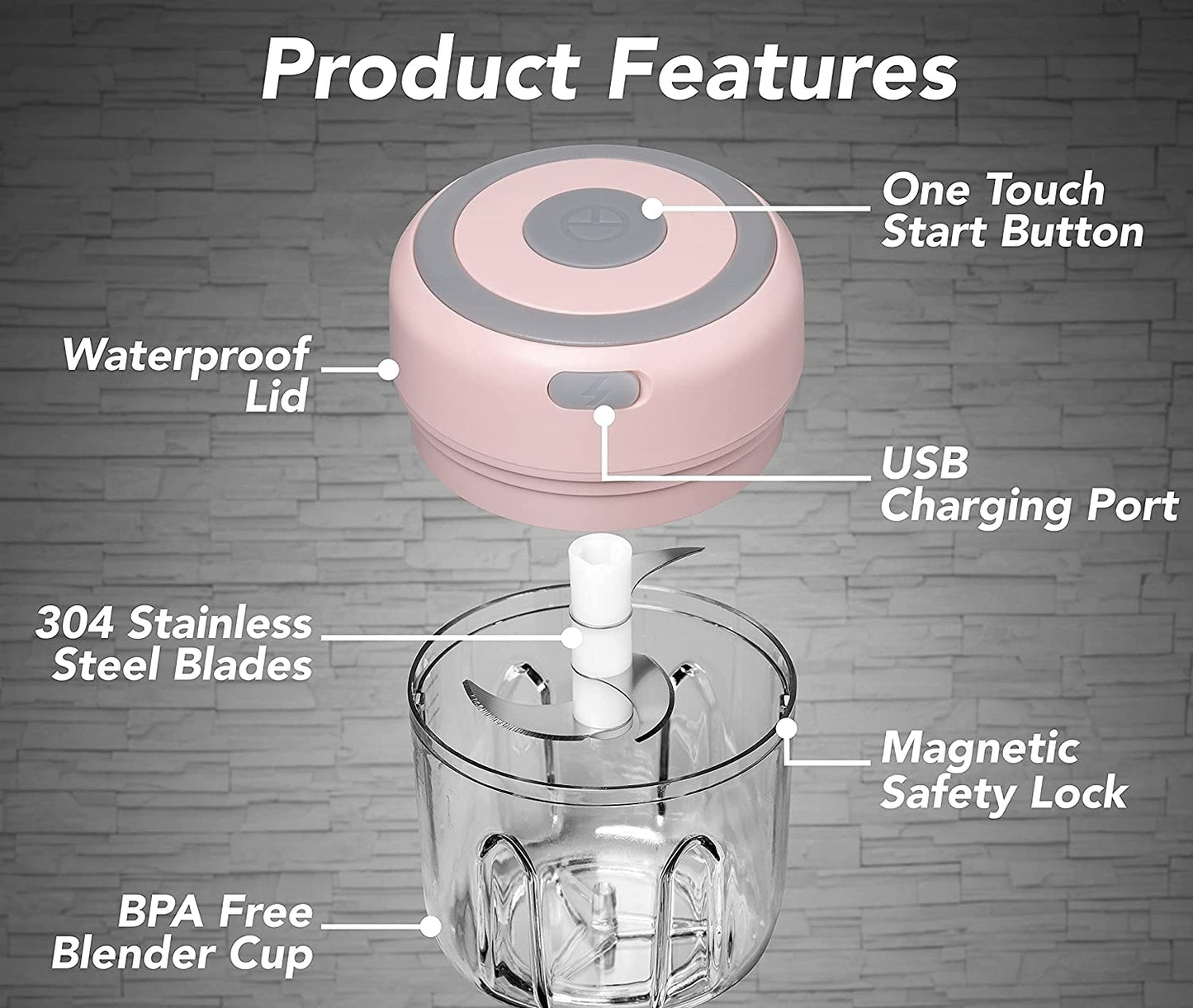 Mini blender electric, tocator pentru usturoi, legume, verde