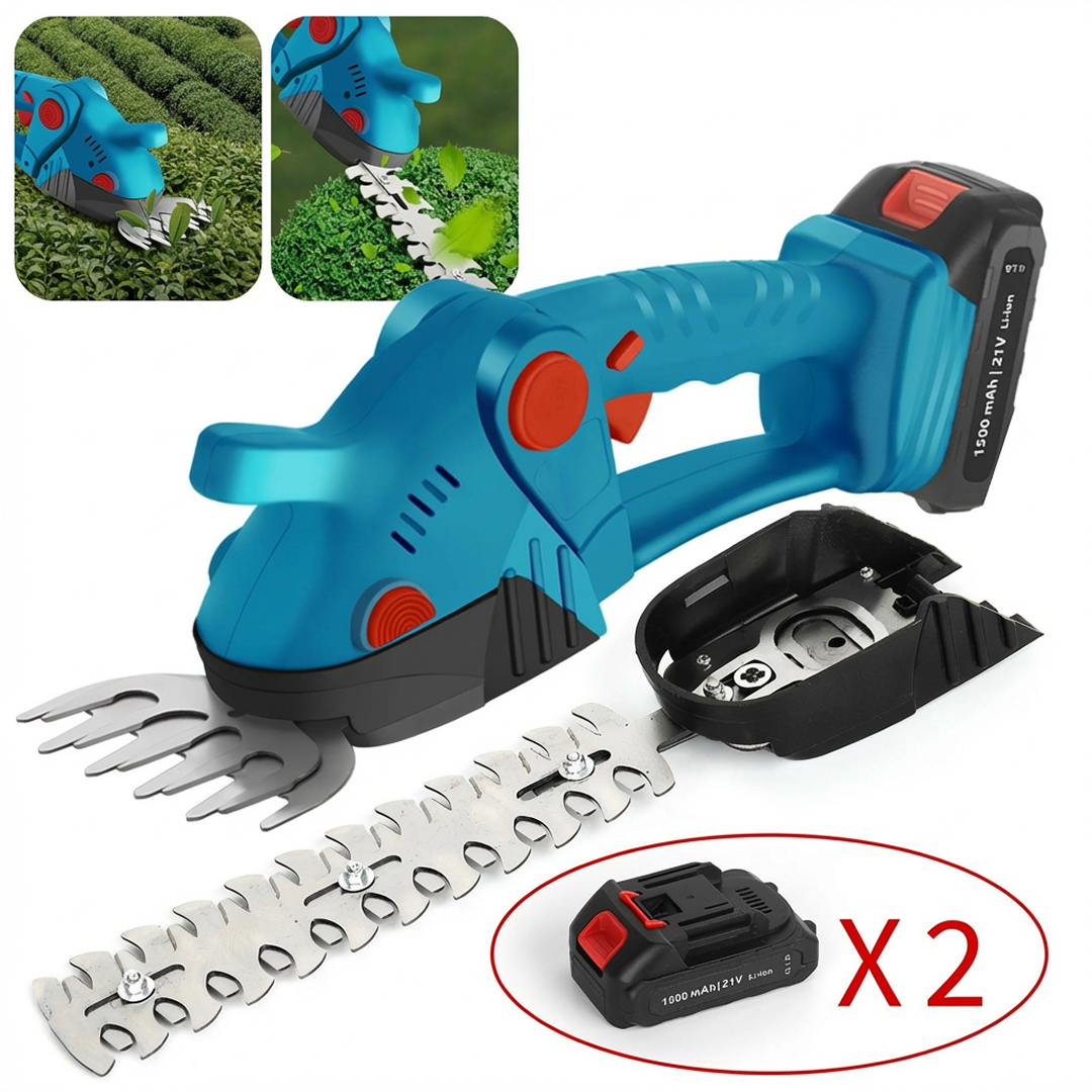 Foarfeca Electrica de Gradina Cu Acumulator 48V WERSTIL | 2 Acumulatori | 2 Lame (Iarba + Gard Viu) | Multifunctionala | Ergonomica