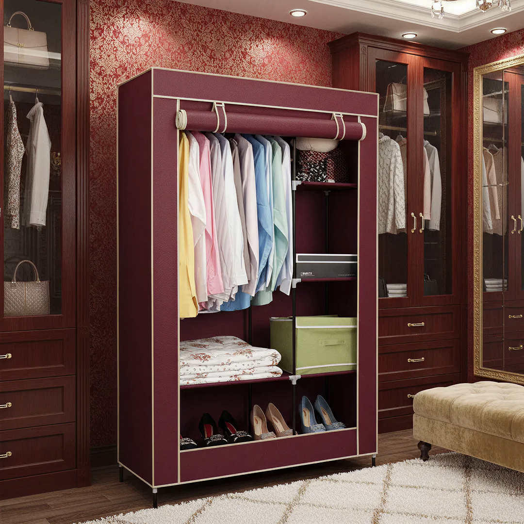 Dulap Textil | Organizator Haine Cu Fermoar | Poliester Impermeabil | 90x45x170 cm