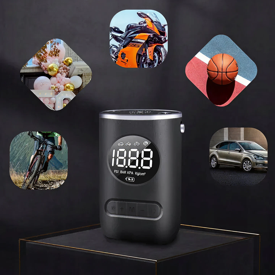 Compresor Electric Portabil | 10.3 Bar 150 PSI | Acumulator 4000mAh Oprire Automata Lanterna LED | Set Accesorii