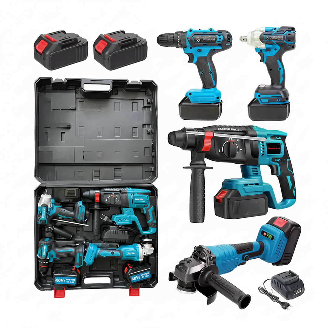 Trusa Scule 4 In 1 Cu 2 Acumulatori 68V | Bormasina, Impact, Ciocan Rotopercutor, Polizor Unghiular | Cu Incarcator Si Valiza Transport