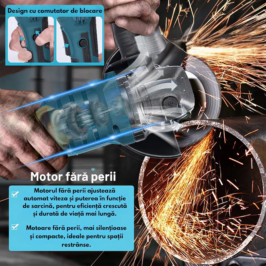 Trusa Scule 4 In 1 Cu 2 Acumulatori 68V | Bormasina, Impact, Ciocan Rotopercutor, Polizor Unghiular | Cu Incarcator Si Valiza Transport