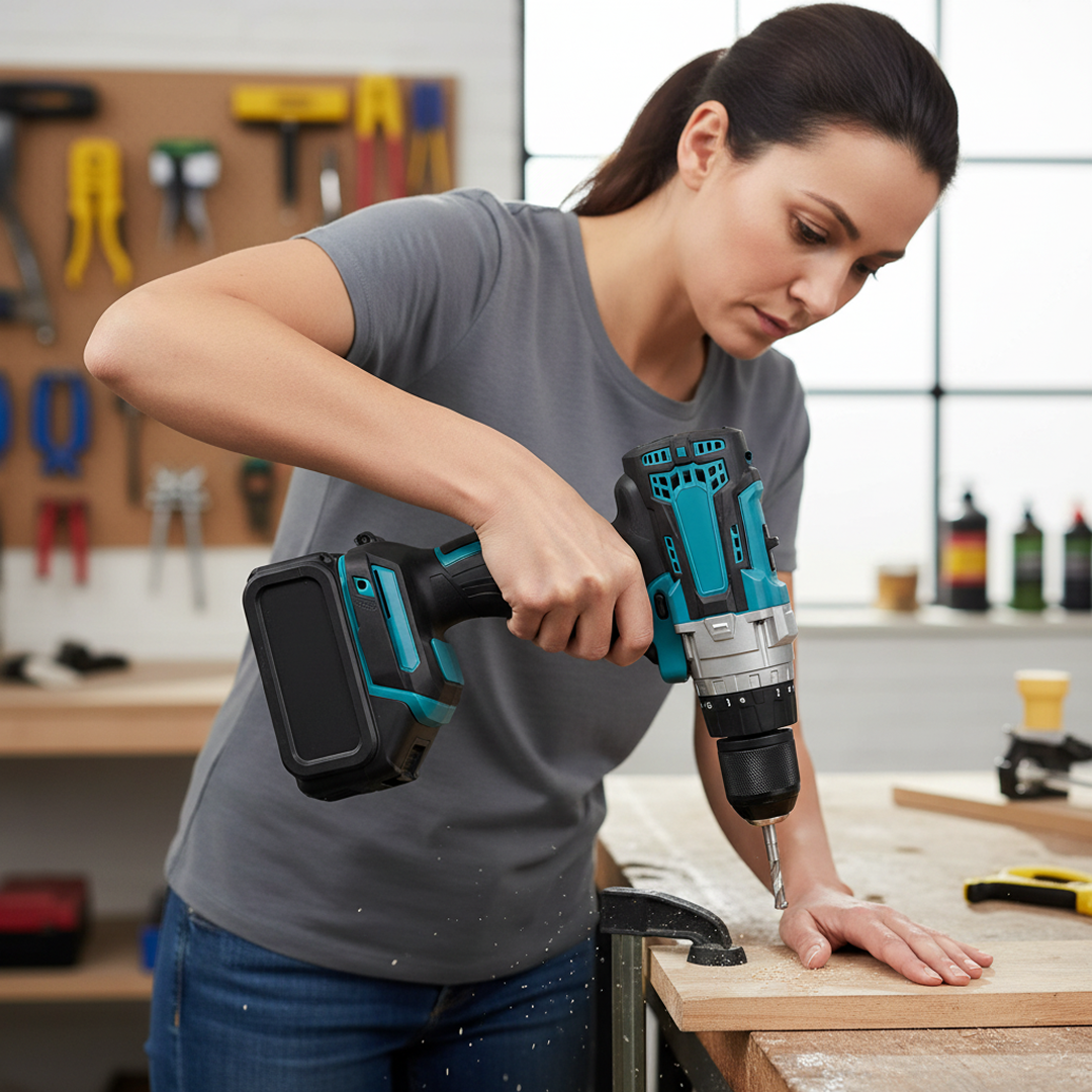 Trusa Scule 4 In 1 Cu Lanterna pe Acumulatori | 3 Acumulatori 128V | Polizor, Bormasina, Rotopercutor, Impact | Cu Incarcator Si Accesorii