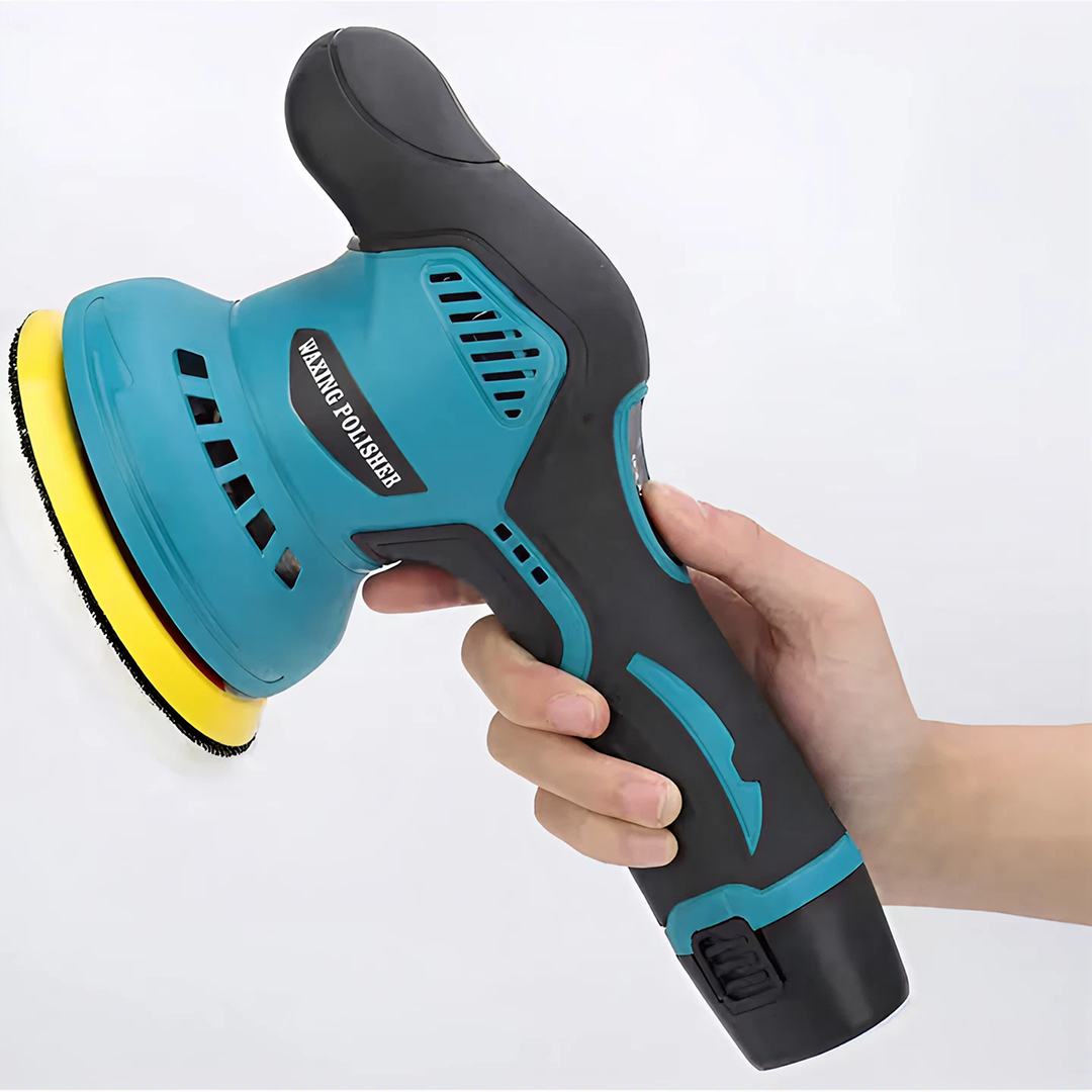 Aparat Polish Auto 12V | 2 Acumulatori | 2500-5000 RPM | 8 Viteze | Fara Fir | 27.5x11.5x12 cm | Negru-Albastru