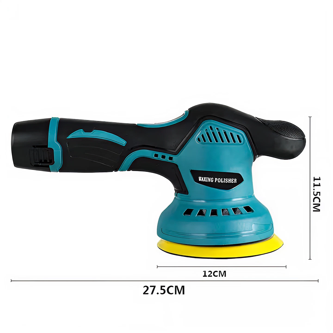 Aparat Polish Auto 12V | 2 Acumulatori | 2500-5000 RPM | 8 Viteze | Fara Fir | 27.5x11.5x12 cm | Negru-Albastru