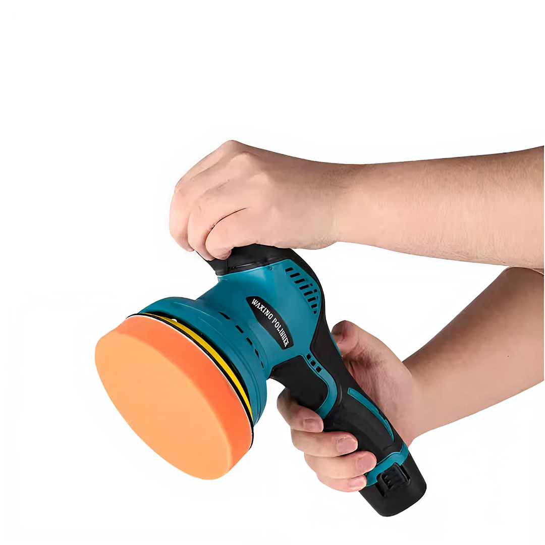 Aparat Polish Auto 12V | 2 Acumulatori | 2500-5000 RPM | 8 Viteze | Fara Fir | 27.5x11.5x12 cm | Negru-Albastru
