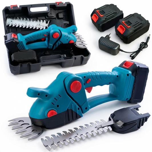 Foarfeca Electrica de Gradina Cu Acumulator 48V WERSTIL | 2 Acumulatori | 2 Lame (Iarba + Gard Viu) | Multifunctionala | Ergonomica