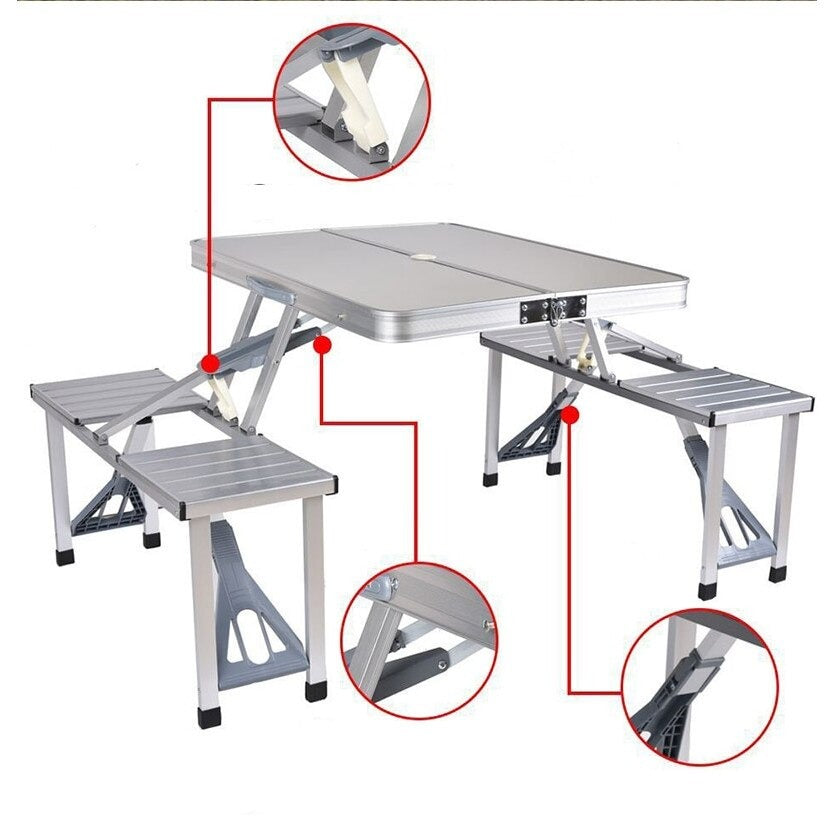 Masă pliabilă portabilă din aluminiu – ideală pentru camping, picnic, grătar și activități outdoor