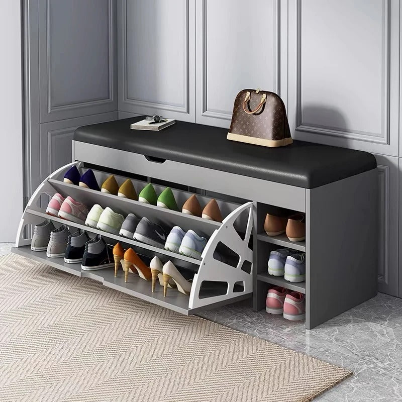 Dulap pentru pantofi (Pantofar) tip bancheta, dimensiune 100 x 30 x 51 cm, Alb, Maro sau Gri