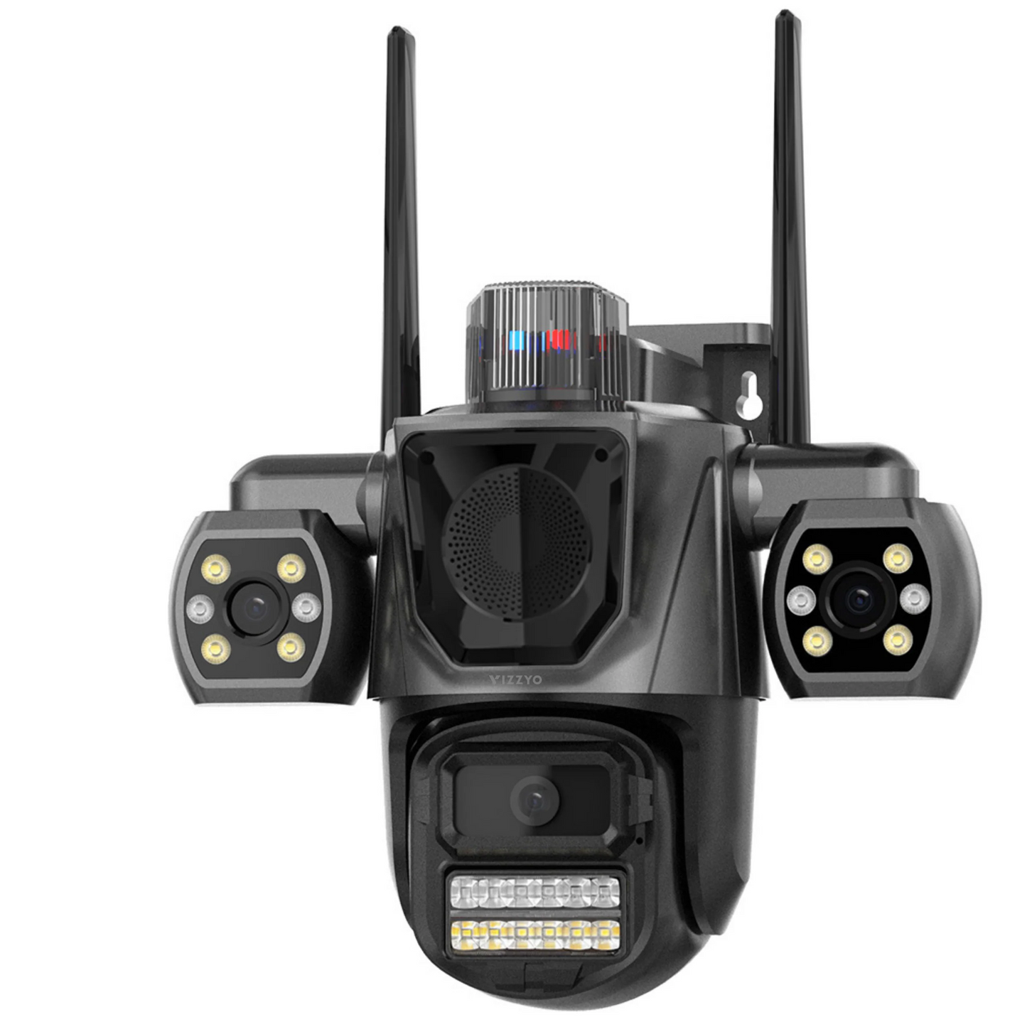 Cameră supraveghere triplă WiFi – Vizzyo TriShield 3 în 1, 9 MP, panoramă 360°, audio bidirecțional, IP66