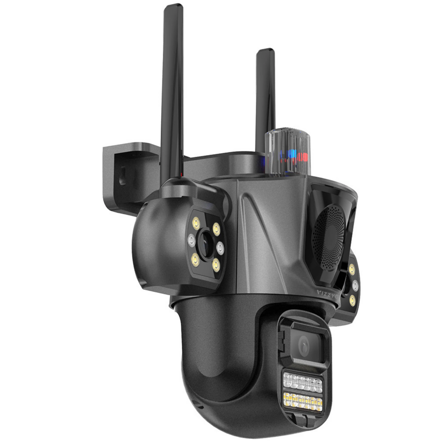 Cameră supraveghere triplă WiFi – Vizzyo TriShield 3 în 1, 9 MP, panoramă 360°, audio bidirecțional, IP66