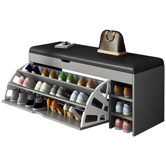 Dulap pentru pantofi (Pantofar) tip bancheta, dimensiune 100 x 30 x 51 cm, Alb, Maro sau Gri
