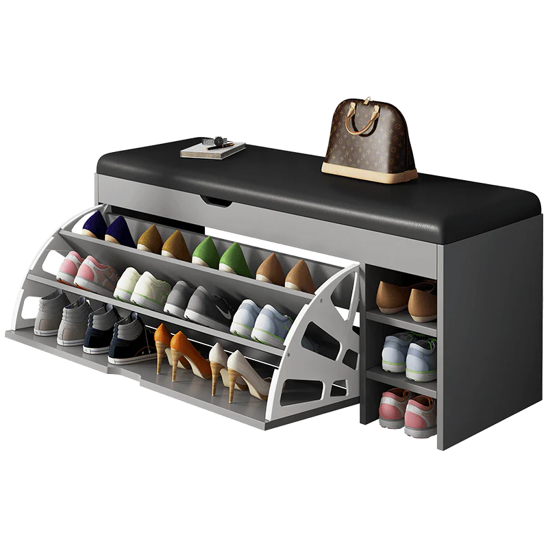Dulap pentru pantofi (Pantofar) tip bancheta, dimensiune 100 x 30 x 51 cm, Alb, Maro sau Gri