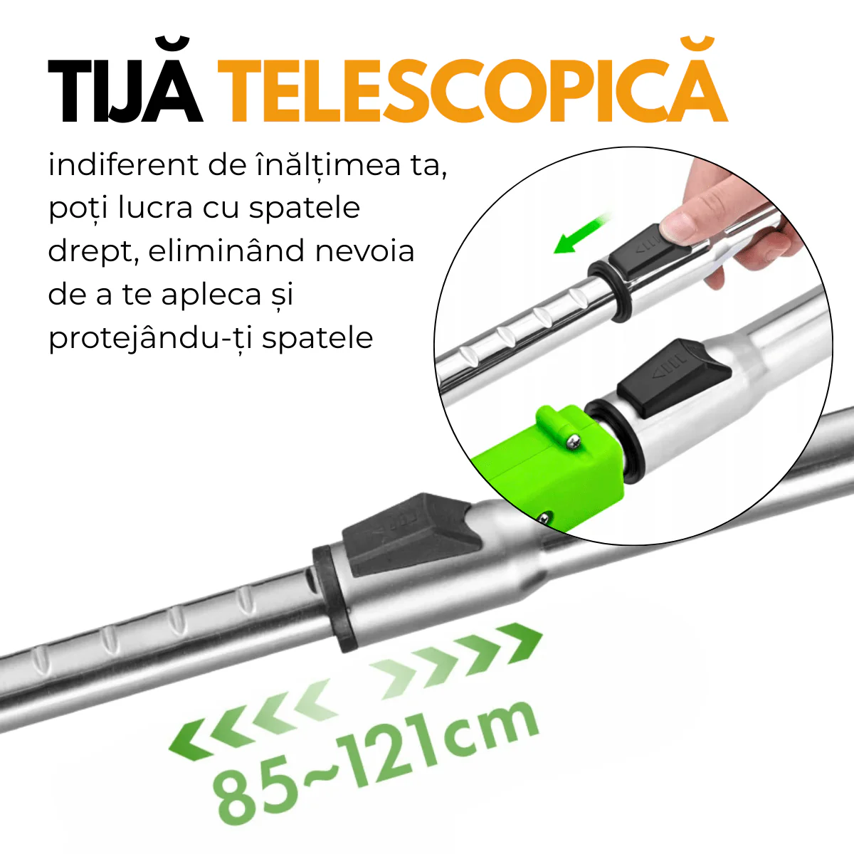 Motocoasă electrică fără fir cu 2 acumulatori, 18000 RPM, 3 tipuri de lame, tijă extensibilă – pentru gazon, iarbă și buruieni