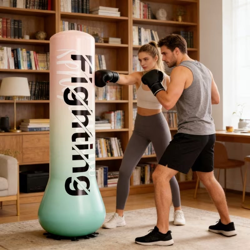 Sac de box gonflabil pentru copii si adulti, autoportant, 120 cm, bază cu apă, PVC rezistent, albastru