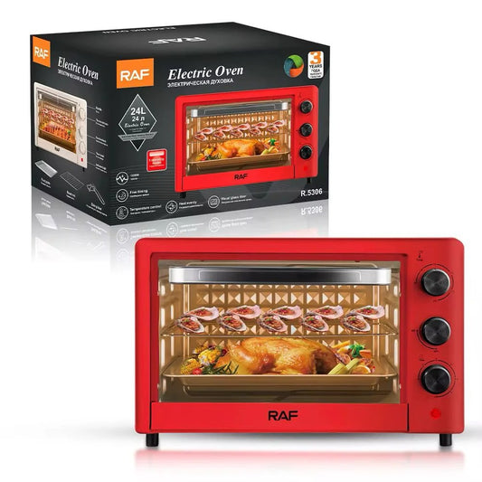 Cuptor electric RAF 24L 1200W – mini cuptor multifuncțional cu grill, convecție și timer, compact pentru bucătărie