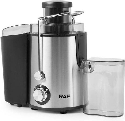 Storcător de fructe și legume RAF R.2817S – 280W, 2 viteze, centrifugă rapidă, recipient suc separat, argintiu/negru