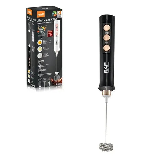 Mixer electric portabil 3-în-1 RAF R.342B – tel ouă, spumare lapte & mixer cafea, reîncărcabil USB, 3 viteze