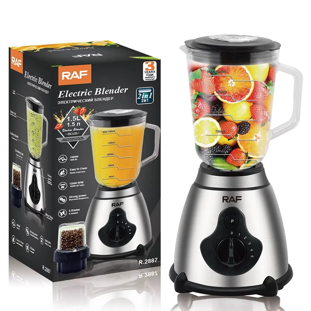 Electric Multifunctional Blender – Blender electric 2‑în‑1 cu bol mare, motor puternic și lame din oțel inoxidabil