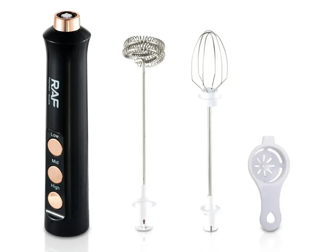 Mixer electric portabil 3-în-1 RAF R.342B – tel ouă, spumare lapte & mixer cafea, reîncărcabil USB, 3 viteze