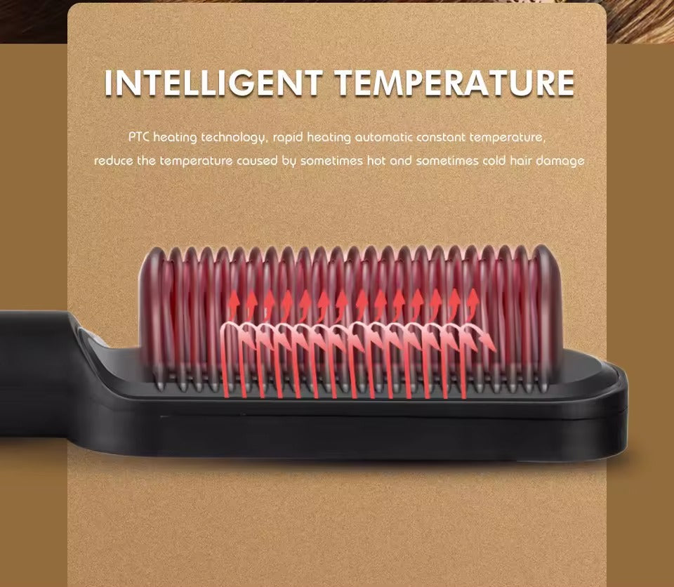 Perie electrică pentru îndreptat părul – placă 2-în-1, încălzire rapidă, temperatură reglabilă, efect anti-frizz