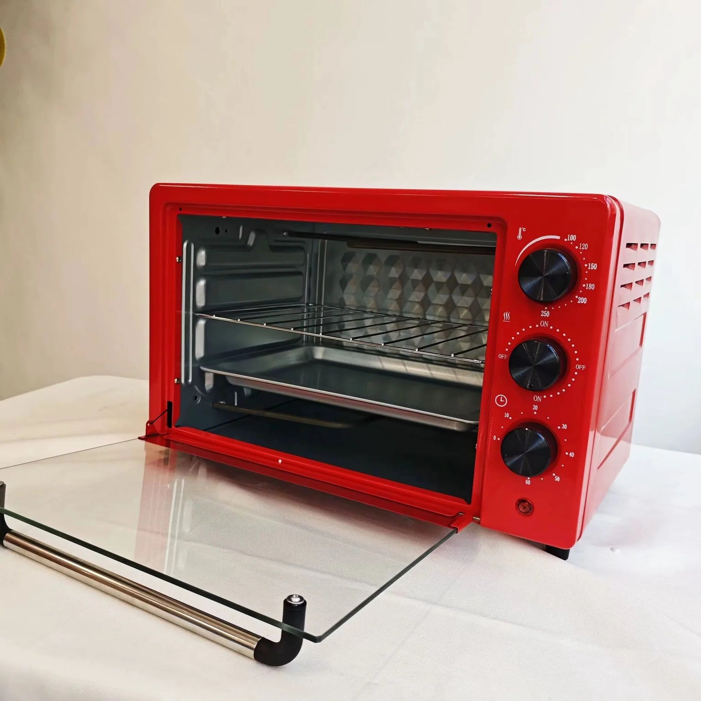 Cuptor electric RAF 24L 1200W – mini cuptor multifuncțional cu grill, convecție și timer, compact pentru bucătărie