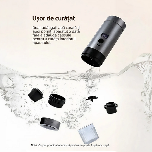 Espressor Portabil Capsule 3-In-1 | Presiune 18 Bar | Aparat Cafea cu Baterie Integrata | Incalzire Apa | USB-C