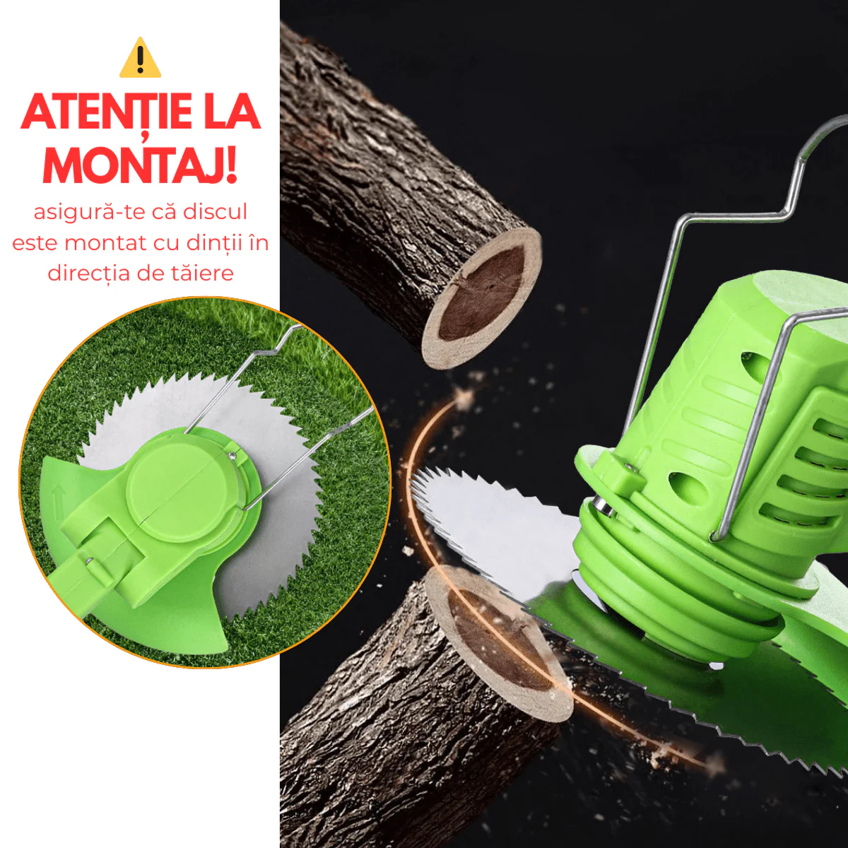 Motocoasă electrică fără fir cu 2 acumulatori, 18000 RPM, 3 tipuri de lame, tijă extensibilă – pentru gazon, iarbă și buruieni