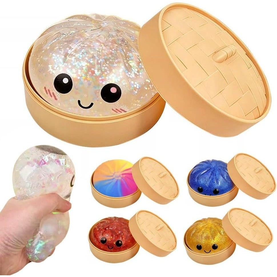 Jucarie de relaxare Squishy Dumpling 10 cm – Super moale, efect antistres, modele surpriza in cutie