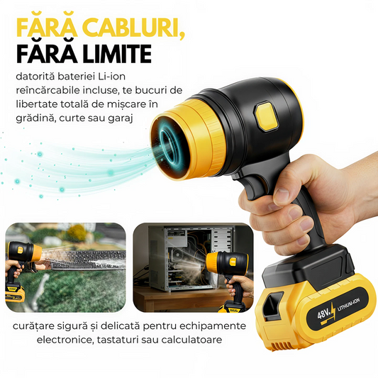 Suflanta Aer Turbo Portabila | 2 Acumulatori 48V | 1050W | 34000 RPM | Compacta