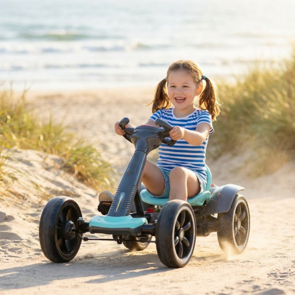 Kart Electric Copii 3-8 Ani | Motor 24V 8km/h | Roti EVA | Audio MP3 Claxon | Marsarier | 90 Min Autonomie | Albastru + Cadou surpriza
