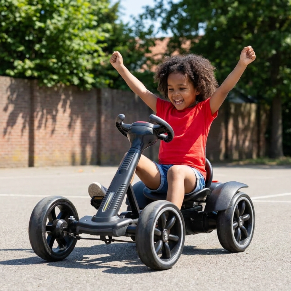 Kart Electric Copii 3-8 Ani | Motor 24V 8km/h | Roti EVA | Audio MP3 Claxon | Marsarier | 90 Min Autonomie | Negru + Cadou Surpriza