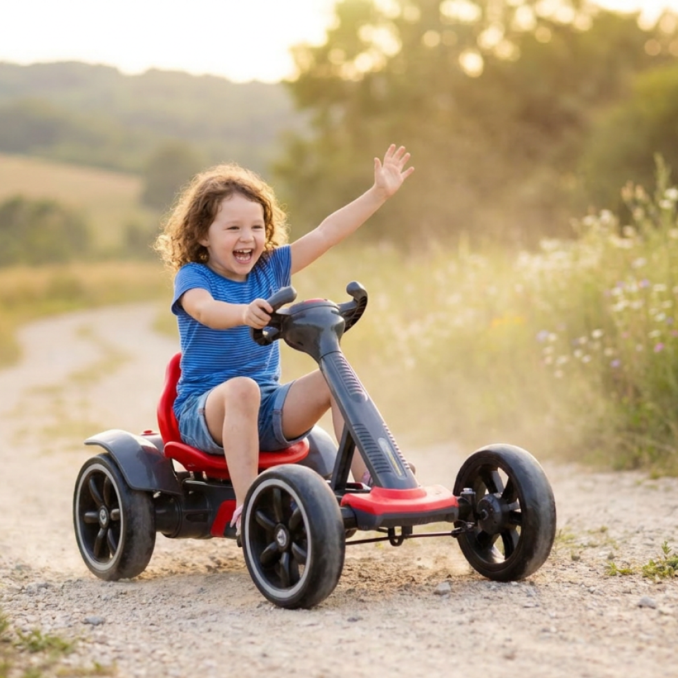 Kart Electric Copii 3-8 Ani | Motor 24V 8km/h | Roti EVA | Audio MP3 Claxon | Marsarier | 90 Min Autonomie | Rosu + Cadou Surpriza