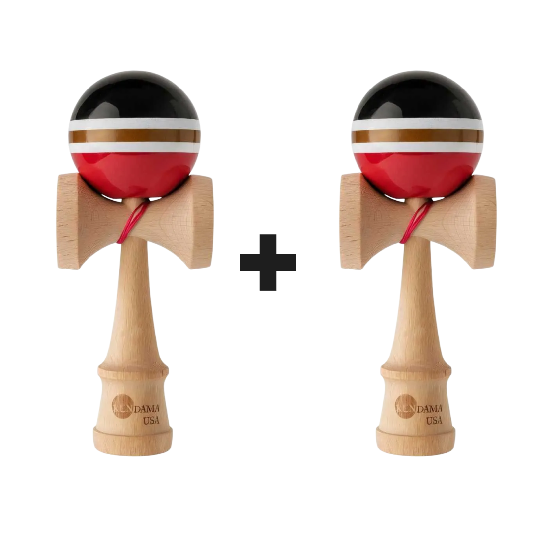 Promotie 1+1 | Kendama Din Lemn 18cm Cu Dungi Colorate | Perfecta pentru cadou