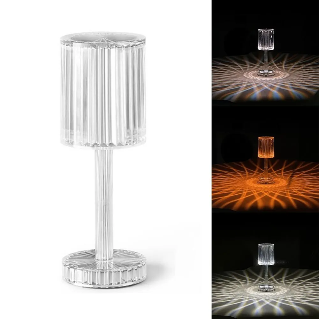 Lampa de Masa Wireless din Cristal Acrilic | LED RGB 16 Culori | Touch | 3 Temperaturi de Culoare | 3 Intensitati | Incarcare USB
